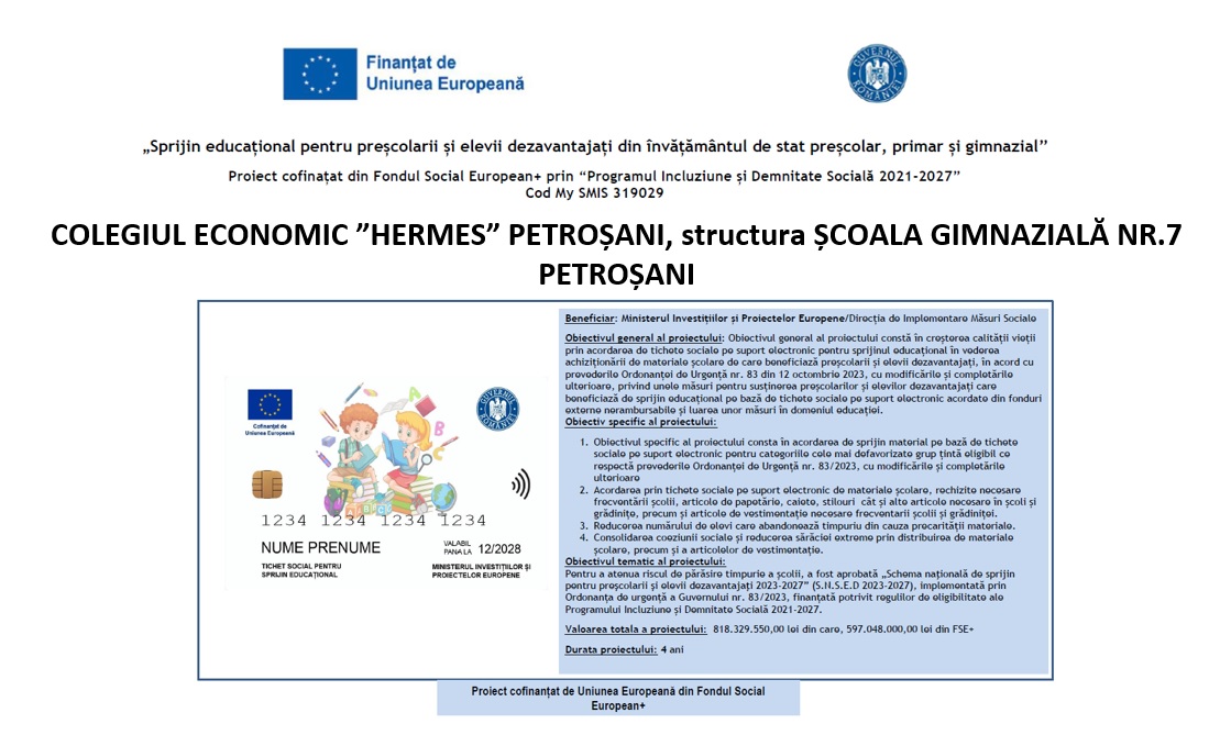 Sprijin educațional pe bază de tichet social pe suport electronic, conform OUG 2023